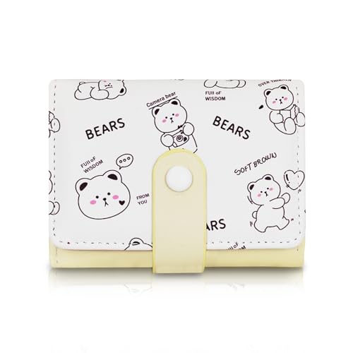 AfitLulu Geldbörse Damen PU-Leder Portemonnaie Damen mit 7 Kartenfächern und ID-Fenster, Geldbeutel Damen Cartoon-Tier-Muster Portmonee Damen Brieftasche Damen für Den Täglichen Gebrauch (Gelb) von AfitLulu