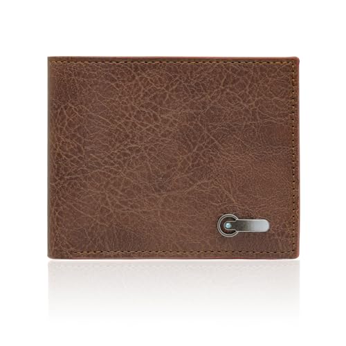 AfitLulu Bifold Geldbörse Herren Portmonee Schlank Geldbeutel, Leder Karten Portemonnaie Klein Brieftasche mit 3 Kartenschlitze, 2 Geldschlitze und 1ID-Fenster (Braun) von AfitLulu