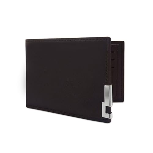 AfitLulu Geldbörse Herren Klein mit3 Kartenfächer, 1 ID-Fenster, 1 Bargeld-Fach, PU-Leder Portmonee Schlank Geldbeutel Bifold Brieftasche für Männer Geschenk (Braun) von AfitLulu