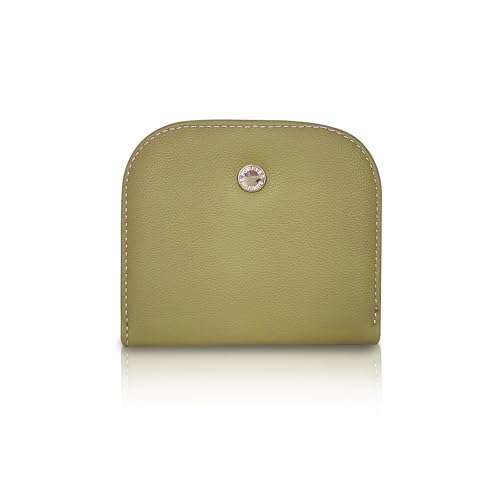 AfitLulu Halbrunde Geldscheinfach, niedliche Mini-Kreditkarten-Brieftaschen für Frauen mit 6 Kartenfächern und großem Geldfach, ultradünne Brieftasche für kleine Taschen auf Reisen, Grün , Modern von AfitLulu