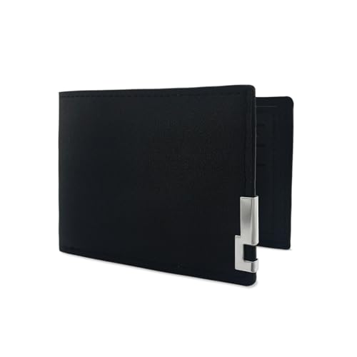 AfitLulu Herren Geldbörse, Bifold Pocket Wallet mit Ausweisfenster, schlanke Ledergeldbörsen für Männer UK, Flip Wallet, Schwarz, Classic von AfitLulu