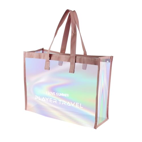 AfitLulu Holografie Handtasche Damen Trocken-Nass-Trennung Umhängetasche Damen, Strandtasche mit 3 Fächern Wasserdicht Handtasche Damen Groß für Strand Einkaufen Schwimmen Fitnessstudio (Rosa) von AfitLulu