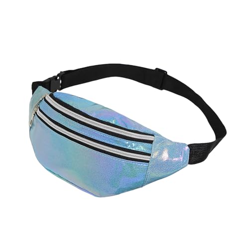 AfitLulu Holografische Bauchtasche für Damen und Herren, modische Bauchtasche mit 2 Reißverschlusstaschen und verstellbarem Gurt für Spaziergänge mit dem Hund, Outdoor-Sport, blau, Holografisch AfitLulu Holografische Bauchtasche für Damen und Herren, modische Bauchtasche mit 2 Reißverschlusstaschen und verstellbarem Gurt für Spaziergänge mit dem Hund, Outdoor-Sport, blau, Holografisch von AfitLulu