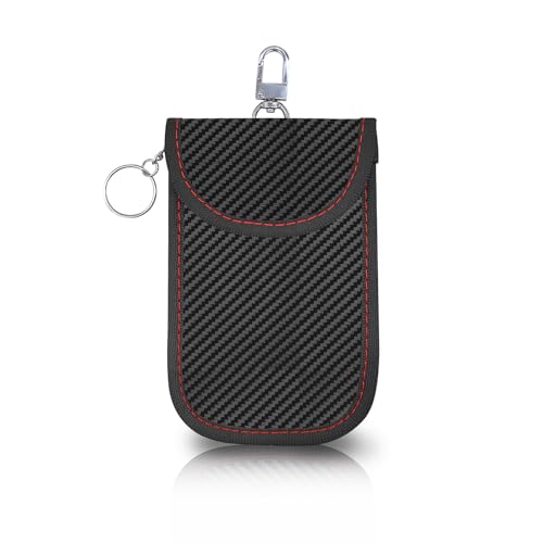 AfitLulu Keyless Go Schutz Autoschlüssel RFID Blocker Schlüsseletui, Schlüsseltasche Funkschlüssel Abschirmung Schlüsselmäppchen Diebstahlschutz mit Schlüsselring für Damen Herren (M) von AfitLulu
