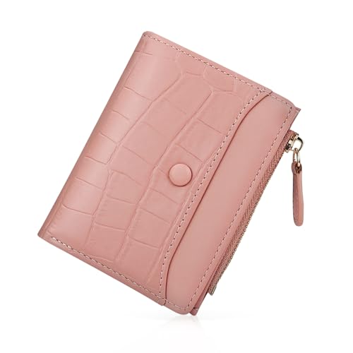 AfitLulu Kleine Geldbörsen für Damen, Kunstleder, Damengeldbörse mit 5 Kartenfächern und 1 Fotofach, stilvolle Damengeldbörse, Bifold Kartenhalter, kleine Geldbörse mit Reißverschluss, Münzfach, rose von AfitLulu