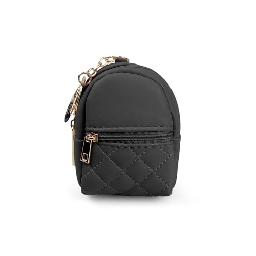 AfitLulu Kleine Münzgeldbörse, Mini-Rucksack, niedliche Kosmetiktasche für Damen, mit Schlüsselanhänger und 2 Reißverschlussschichten, Kleingeldbörse für Reisen und Verabredungen, Schwarz, Niedlich AfitLulu Kleine Münzgeldbörse, Mini-Rucksack, niedliche Kosmetiktasche für Damen, mit Schlüsselanhänger und 2 Reißverschlussschichten, Kleingeldbörse für Reisen und Verabredungen, Schwarz, Niedlich von AfitLulu