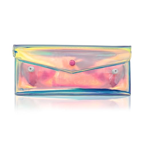 AfitLulu Kosmetiktasche Klein Make Up Organizer Irisierend für Frauen und Mädchen, Transparent Schminktasche Klein Aufbewahrung Make Up Wasserdicht Münzbörsen für Make-up-Pinsel, Schlüssel (L) von AfitLulu