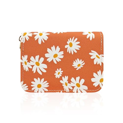 AfitLulu Kreditkartenetui für Damen, RFID-blockierender Kartenhalter mit Reißverschluss, 11 Fächer, Gänseblümchen, Kartenorganizer für Damen, Orange/Abendrot im Zickzackmuster (Sunset Chevron), von AfitLulu