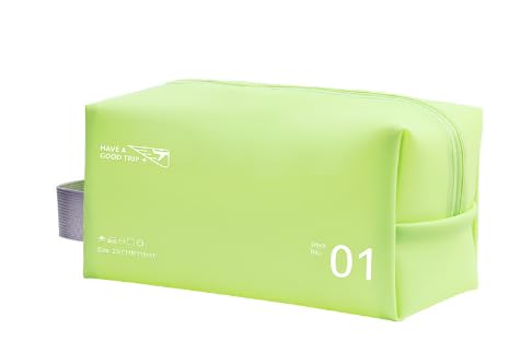 AfitLulu Kulturbeutel für Damen und Herren, Kosmetiktasche Wasserdichtes PVC Reise Make Up Tasche, Kulturtasche mit Tragbarer Griff und Reißverschluss für Reisen, Schwimmen, Fitness (Grün) von AfitLulu