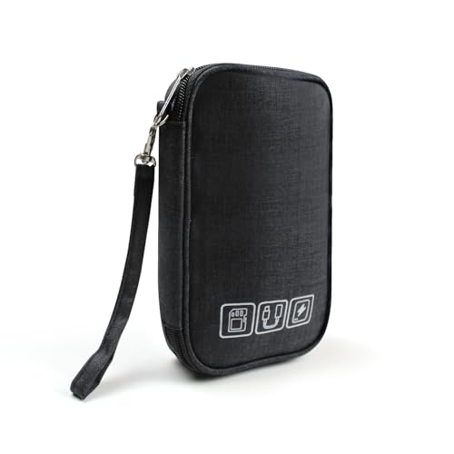 AfitLulu Ladegerät-Organizer, 3-lagige elektronische Organizer-Tasche mit Handgriff, spritzwassergeschützt, Reisekabel-Organizer-Tasche für Handy, Powerbank, Kopfhörer (schwarz) von AfitLulu
