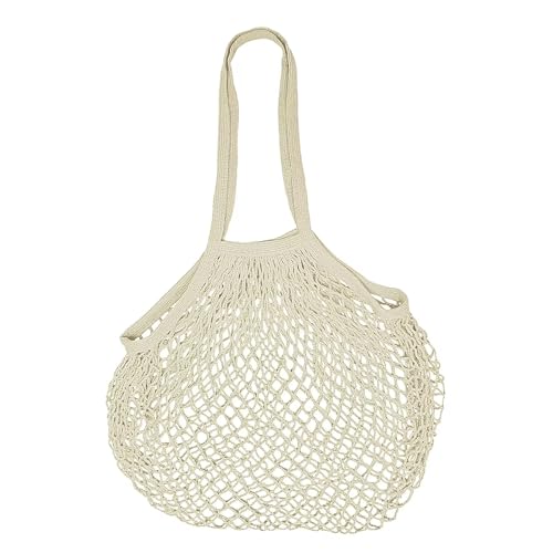 AfitLulu Mesh Strandtasche XXL Familie Baumwolle Badetasche Groß Shopper Damen Halten 5 kg, tote bag Masche Einkaufstaschen Beach Bag Meshtasche Faltbar für Einkaufen Strand Reisen (Beige) von AfitLulu