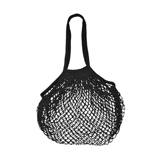 AfitLulu Mesh Strandtasche XXL Familie Baumwolle Badetasche Groß Shopper Damen Halten 5 kg, tote bag Masche Einkaufstaschen Beach Bag Meshtasche Faltbar für Einkaufen Strand Reisen (Schwarz) von AfitLulu