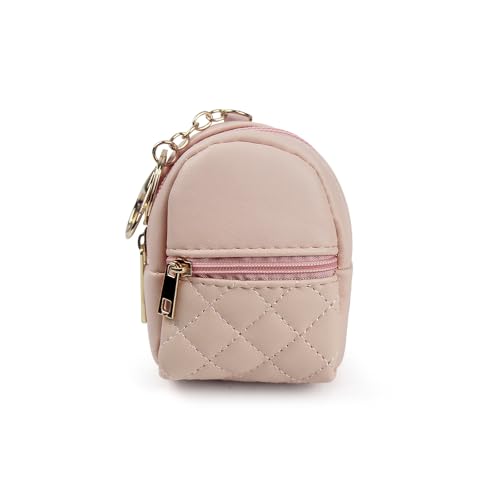 AfitLulu Münzgeldbörse, Mini-Rucksack-Form, Münzbörse mit Schlüsselanhänger und 2-lagiger Reißverschlusstasche, kleine Münzgeldbörse, PU-Leder, kleine Damen-Geldbörse, Mini-Aufbewahrungstasche zur von AfitLulu