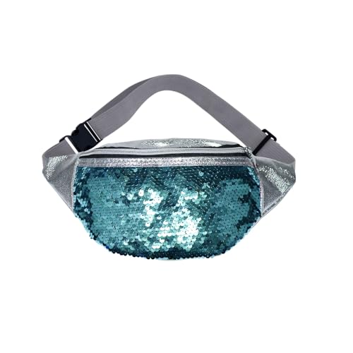 AfitLulu Pailletten Bauchtasche Damen Klein mit Verstellbaren Taillengurten, Glänzend Gürteltasche Damen PU-Leder Sling Bag mit Mehreren Styles für Laufen Radfahren Wandern (Stil 1) von AfitLulu