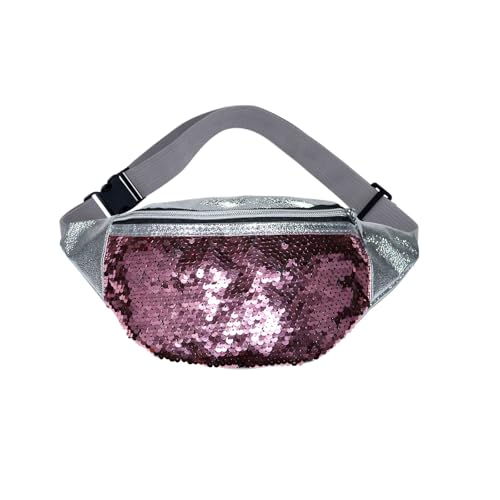 AfitLulu Pailletten Bauchtasche Damen Klein mit Verstellbaren Taillengurten, Glänzend Gürteltasche Damen PU-Leder Sling Bag mit Mehreren Styles für Laufen Radfahren Wandern (Stil 2) von AfitLulu