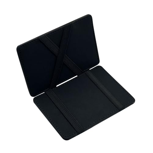 AfitLulu Portmonee Herren Flip Type Magic Geldbörse Herren, Herren Geldbörse Ultradünn Geldbeutel Herren PU-Leder Geldbörse Herren Klein mit 4 Kartenschlitzen und 2 Geldfächern (Schwarz) von AfitLulu