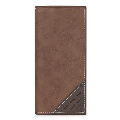 AfitLulu Retro-Herren-Geldbörse, Kunstleder, Kartenhalter, Geldbörse mit 11 Kreditkartenfächern und Münzfach mit Reißverschluss, lange Herrengeldbörse, dreifach gefaltet, schmal, mit 3 Fächern und AfitLulu Retro-Herren-Geldbörse, Kunstleder, Kartenhalter, Geldbörse mit 11 Kreditkartenfächern und Münzfach mit Reißverschluss, lange Herrengeldbörse, dreifach gefaltet, schmal, mit 3 Fächern und von AfitLulu