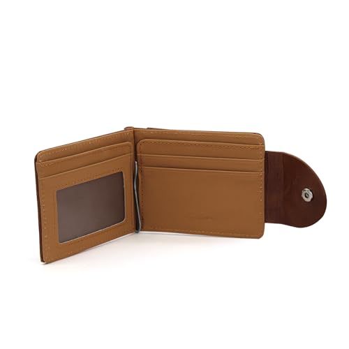 AfitLulu Schlanke Geldbörse für Herren, stilvolle Schnalle Herren-Geldbörsen mit Ausweisfenster und Kartenfach hinten, Vordertasche für Herren, für Kreditkarten, Ausweise und Bargeld, Braun, Mdoern von AfitLulu