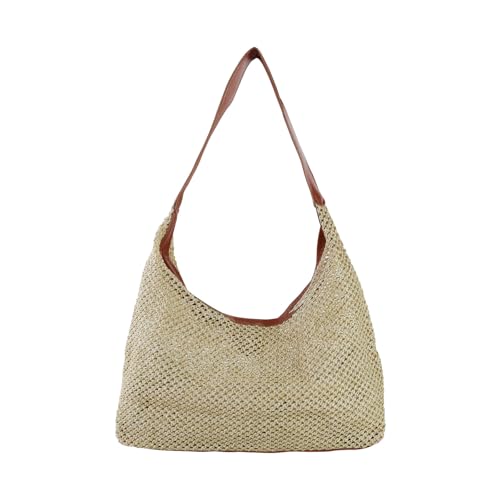 AfitLulu Strandtasche, Stroh-Tragetasche für Damen, magnetische Schnalle, Sommertaschen für Damen, Braun AfitLulu Strandtasche, Stroh-Tragetasche für Damen, magnetische Schnalle, Sommertaschen für Damen, Braun von AfitLulu