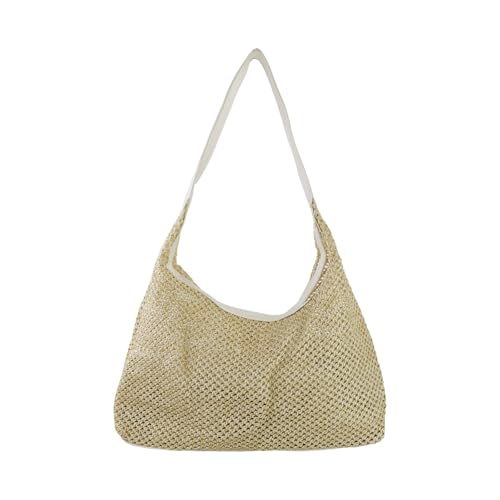 AfitLulu Strandtasche, Stroh-Tragetasche für Damen, magnetische Schnalle, Sommertaschen für Damen, Weiss/opulenter Garten von AfitLulu