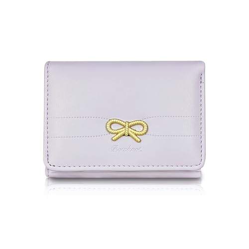 AfitLulu Süße Geldbörse, Schleife Frauen Geldbörse mit herzförmigem Ausweisfenster und 7 Kartenfächern, Damen Geldbörsen zur Aufbewahrung von Bargeld, Ausweisen, Kreditkarten, Violett, Niedlich von AfitLulu