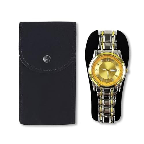 AfitLulu Uhrentasche, Samt-Uhren-Reiseetui mit integriertem Pad für Männer und Frauen, einzelne Aufbewahrungsbox oder Geschenktasche mit Schnappverschluss (schwarz) von AfitLulu