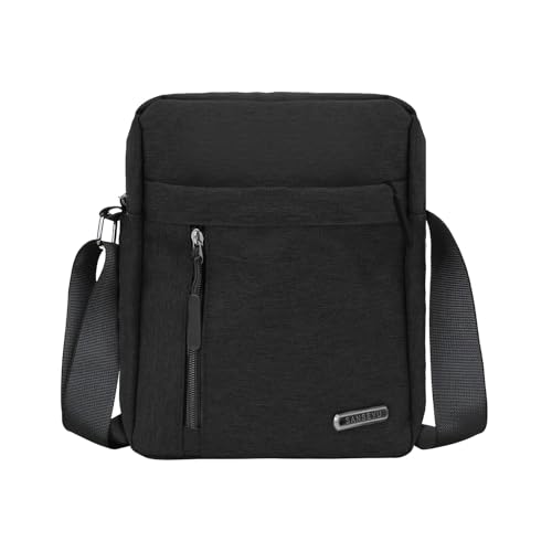AfitLulu Umhängetasche Herren 4-Lagige Reißverschlusstasche Schultertasche Herren Lässig Crossbody Bag Herren mit Verstellbaren Schultergurten für Geschäftsreisen und Tägliche Arbeitswege (Schwarz) von AfitLulu