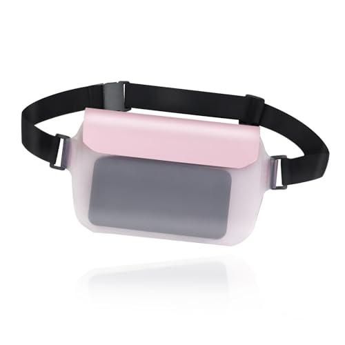 AfitLulu Wasserdichte Tasche, transparent und berührbar, wasserdicht, für Damen und Herren, universelle Handy-Hüfttasche mit verstellbarem Hüftgurt zum Schwimmen, Driften, Tauchen (Rosa) von AfitLulu