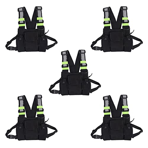 Aflytep 5 x Radios für die Brust, Brustgurt, Tasche, Tasche, Tasche, Weste, für 2 Wege, Radio, Walkie-Talkie, Wandleuchte A, UV-5R, Schwarz + Grün von Aflytep