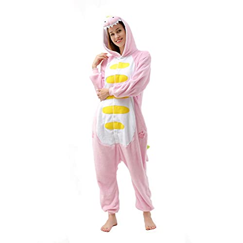 Afoxsos Tier-Pyjama-Kostüm für Erwachsene, Plüsch, Einteiler, Cosplay, Dinosaurier, Einteiler-Kostüm, Pink, M von Afoxsos