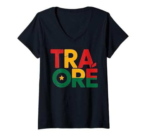 Damen Traore Burkina Faso Afrikanisches Afrika für Ibrahim Traoré T-Shirt mit V-Ausschnitt von Africa My Tribe