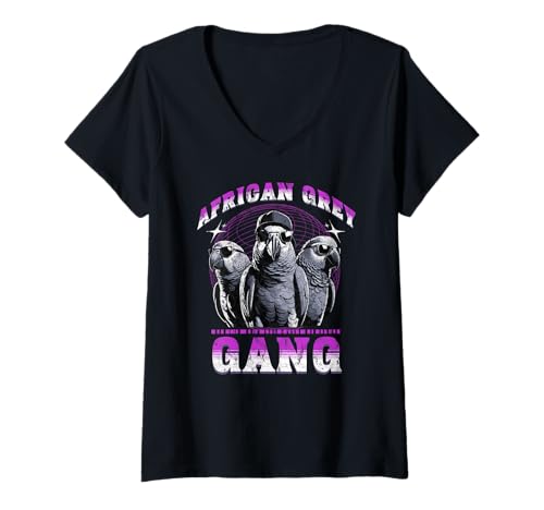 Damen Afrikanische Graupapagei Jako Vogelliebhaber Lustig Humor T-Shirt mit V-Ausschnitt von African Grey Parrot Owner Bird Lover Funny Graphic