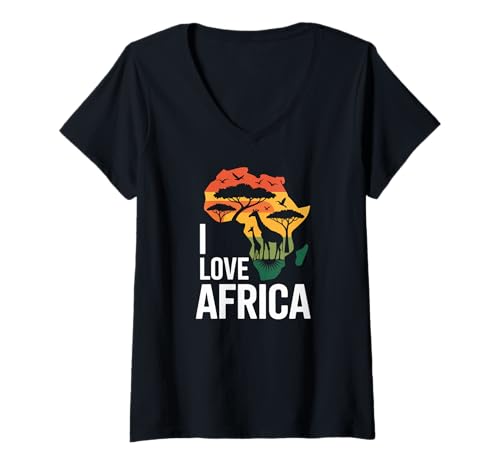 Damen Ich Liebe Africa Wildlife Savanna Pride T-Shirt mit V-Ausschnitt Damen Ich Liebe Africa Wildlife Savanna Pride T-Shirt mit V-Ausschnitt von African Wildlife Heritage Nature
