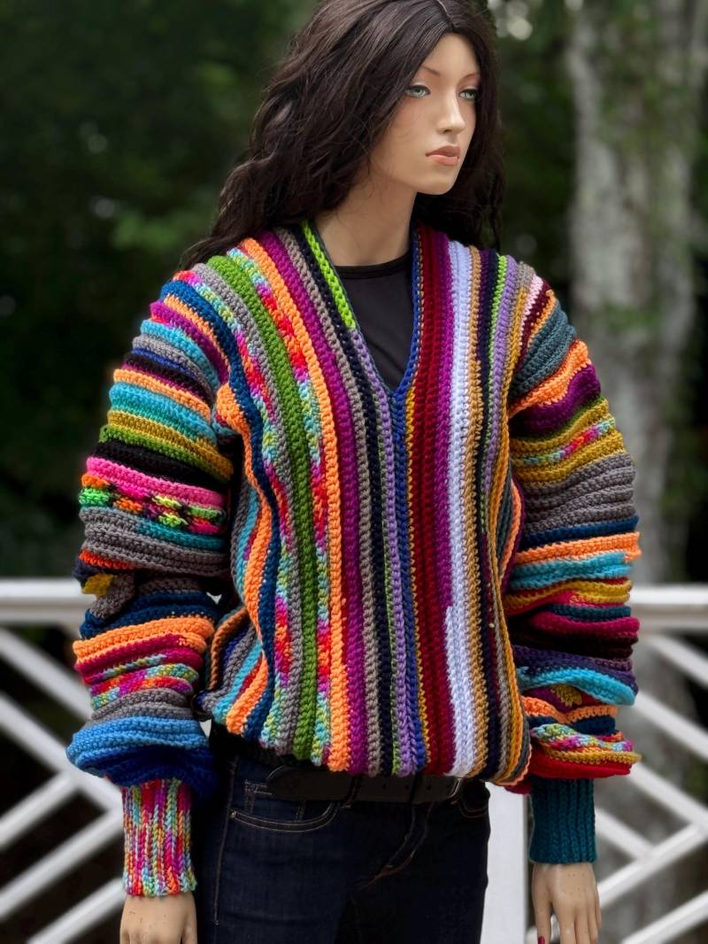 Häkelpullover Mehrfarbiges Acrylgarn, Unisex Xl Häkelpullover Mehrfarbiges Acrylgarn, Unisex Xl von Africancrab