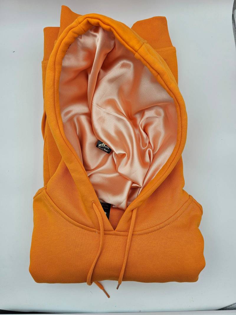 Orange Satin Gefuttert Hoodie, Unisex Winter Kapuzzenpulli, Locken Afro Hoodies von AfricanstoreDE