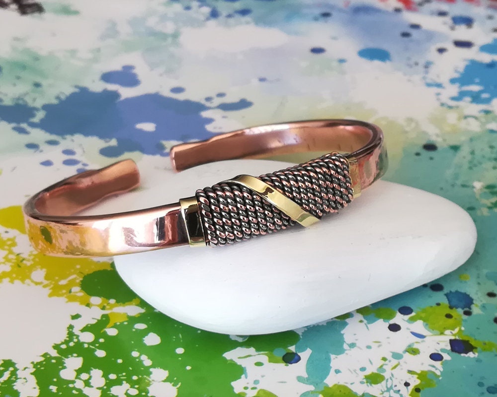 Herren Kupfer Armband - Armreif Manschette Damen Mixed Metal von Africanstreetvibe
