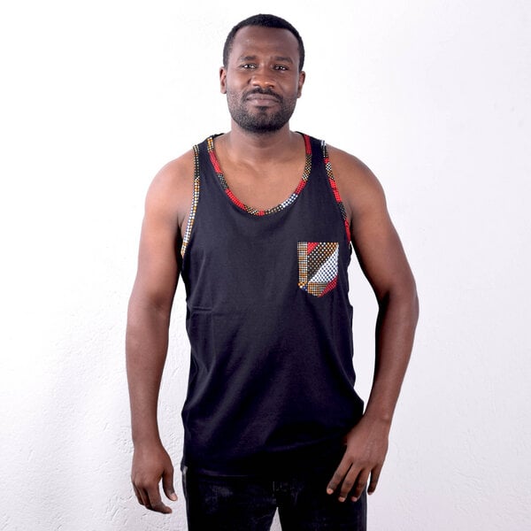 Africulture Tanktop mit Brusttasche aus Westafrikanischem Kitengestoff von Africulture