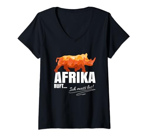 Damen Auswandern Afrika Fanartikel Abschied Gadgets Auswanderer T-Shirt mit V-Ausschnitt von Afrika Auswandern Gadgets & Abschied Geschenk