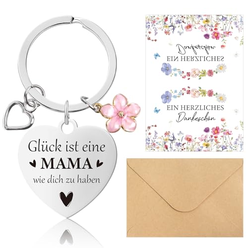 Afritee Herz Schlüsselanhänger Geschenke Für Mama - Muttertagsgeschenke Mit Schlüsselanhänger Grußkarte Und Umschlag Beste Mama Geschenk Weihnachtstag Geschenke Für Mutter Geburtstagsgeschenk von Afritee