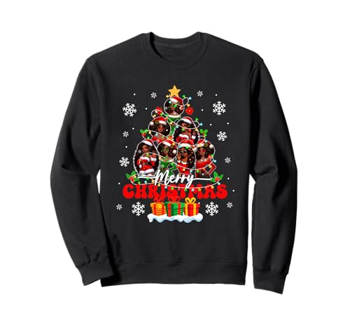 Merry Christmas Group Santa Afro Women Girls As Xmas Tree Sweatshirt Merry Christmas Group Santa Afro Women Girls As Xmas Tree Sweatshirt von Afro, Black American Christmas Costume
