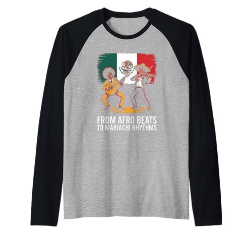 Lustiges Sprichwort von Afrobeats bis Mariachi-Rhythmen: Frauen und Männer Raglan von Afro Mexican Heritage Music Culture Worker Father