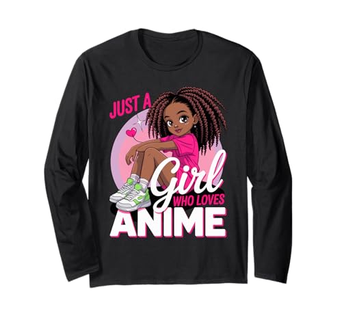 Nur EIN Mädchen, das Anime liebt, süße Kawaii, Schwarze Frauen, Männer Langarmshirt von Afro Youth Otaku Culture Fan Art Teen Magic