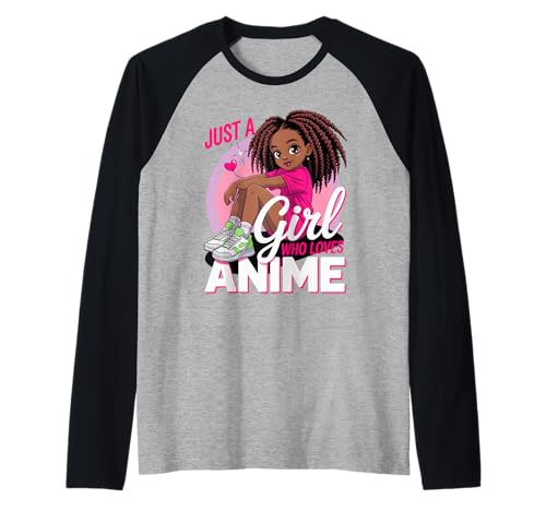 Nur EIN Mädchen, das Anime liebt, süße Kawaii, Schwarze Frauen, Männer Raglan von Afro Youth Otaku Culture Fan Art Teen Magic