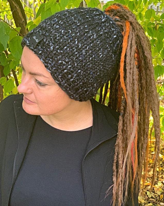 Dreadlocks Tube Hut Stirnband Rasta Dreads Turban Beanie Winter Boho Schwarz Etno von AfroStyl