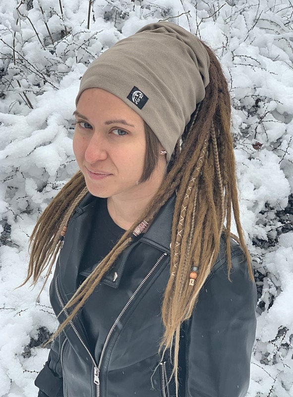 Dreadlocks Tube Hat Stirnband Zöpfe Dreads Turban Beanie Winter Ski Latte von AfroStyl