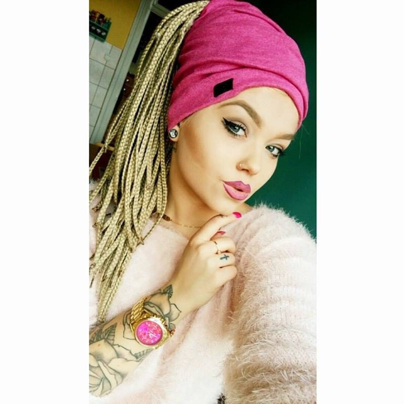 Dreadlocks Tube Hut Stirnband Zöpfe Dreads Turban Beanie Winter Ski Rosa Mit Grau von AfroStyl