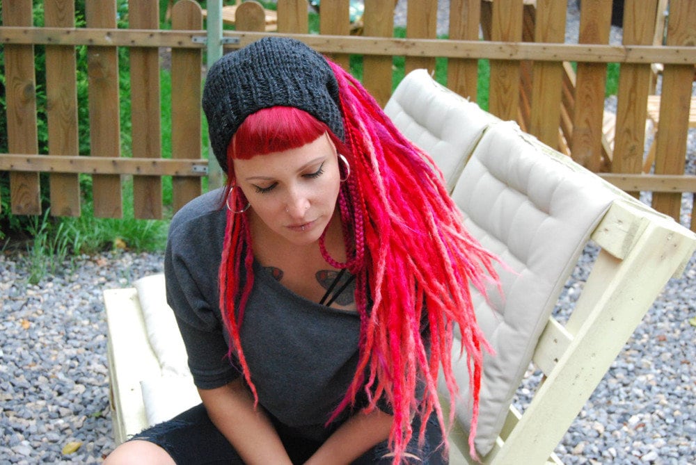 Dreadlocks Tube Mütze Stirnband Rasta Dreads Turban Beanie Winter Ski Dunkelgrau von AfroStyl