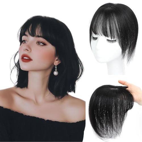 360° Echthaar-Topfteil für Damen mit realistischer Kopfhaut - 3D Vollkopf-Deckung für schütteres Haar, mit Haarscheitel, dehnbarem Netz & Klammern, Schwarz 8 Zoll 20cm 360° Echthaar-Topfteil für Damen mit realistischer Kopfhaut - 3D Vollkopf-Deckung für schütteres Haar, mit Haarscheitel, dehnbarem Netz & Klammern, Schwarz 8 Zoll 20cm von Afrodiva