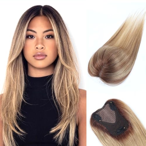Haarteile für Frauen aus Echthaar 360° 3D Topper für schüttere Kronen Unsichtbare handgeknotete Schweizer Spitzenbasis Perücke ohne Pony Natürlicher Haaransatz 30CM Braun Ombre mit Blond Haarteile für Frauen aus Echthaar 360° 3D Topper für schüttere Kronen Unsichtbare handgeknotete Schweizer Spitzenbasis Perücke ohne Pony Natürlicher Haaransatz 30CM Braun Ombre mit Blond von Afrodiva