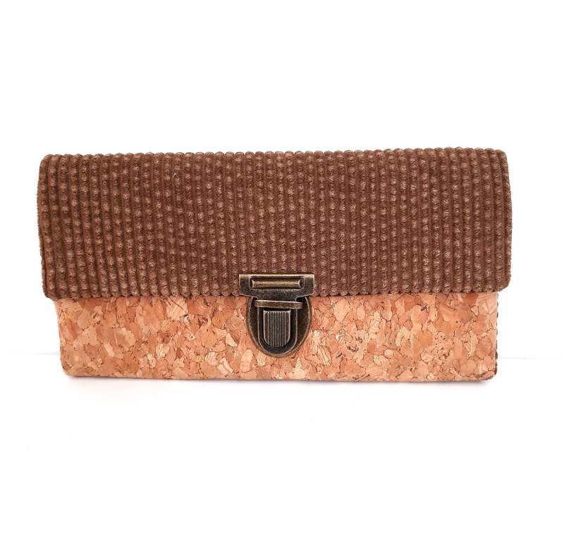 Geldbeutel Aus Cord Und Kork, Braunes Portemonnaie Kord Kork von Afrosteff